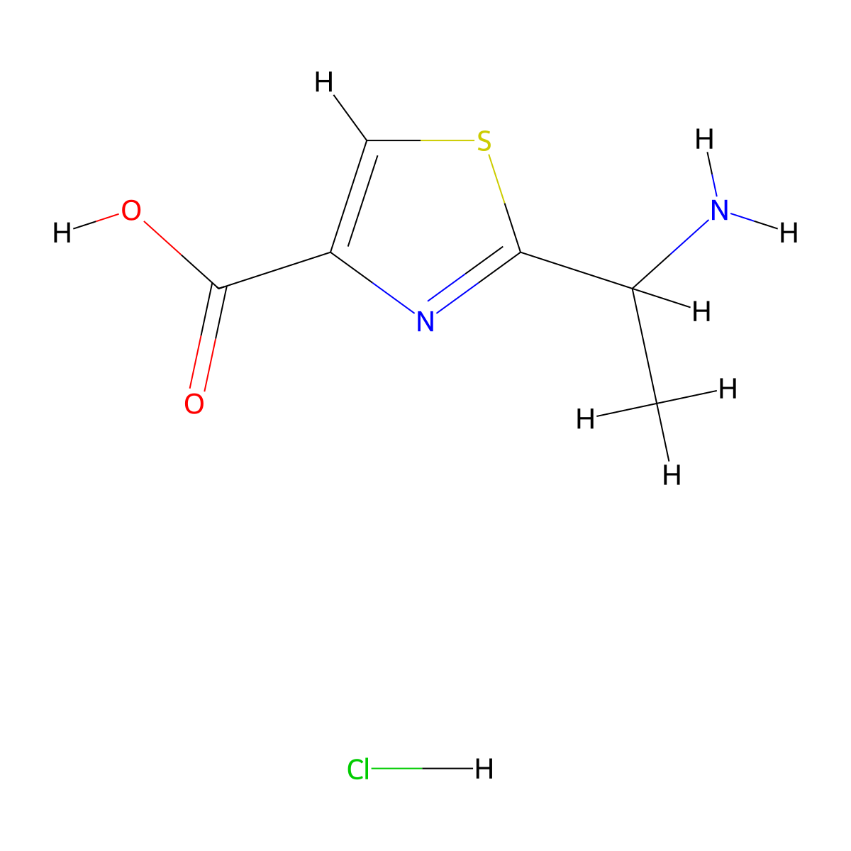 2-(1-Aminoethyl)-1,3-thiazole-4-carboxylic acid hydrochloride molecular structure, CAS 1087345-72-9