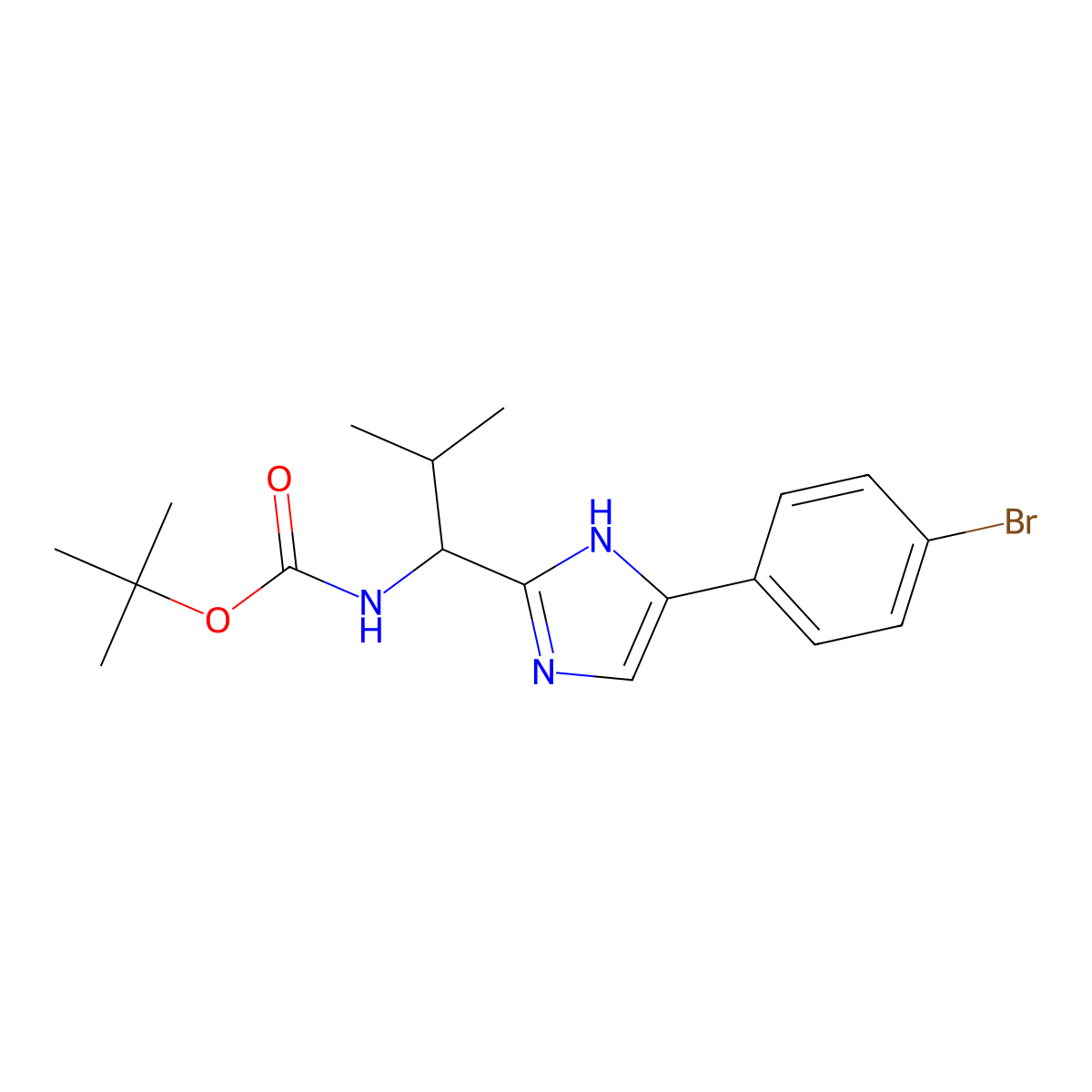 (S)-Tert-butyl (1-(5-(4-bromophenyl)-1H-imidazol-2-YL)-2-methylpropyl)carbamate molecular structure, CAS 1087346-51-7