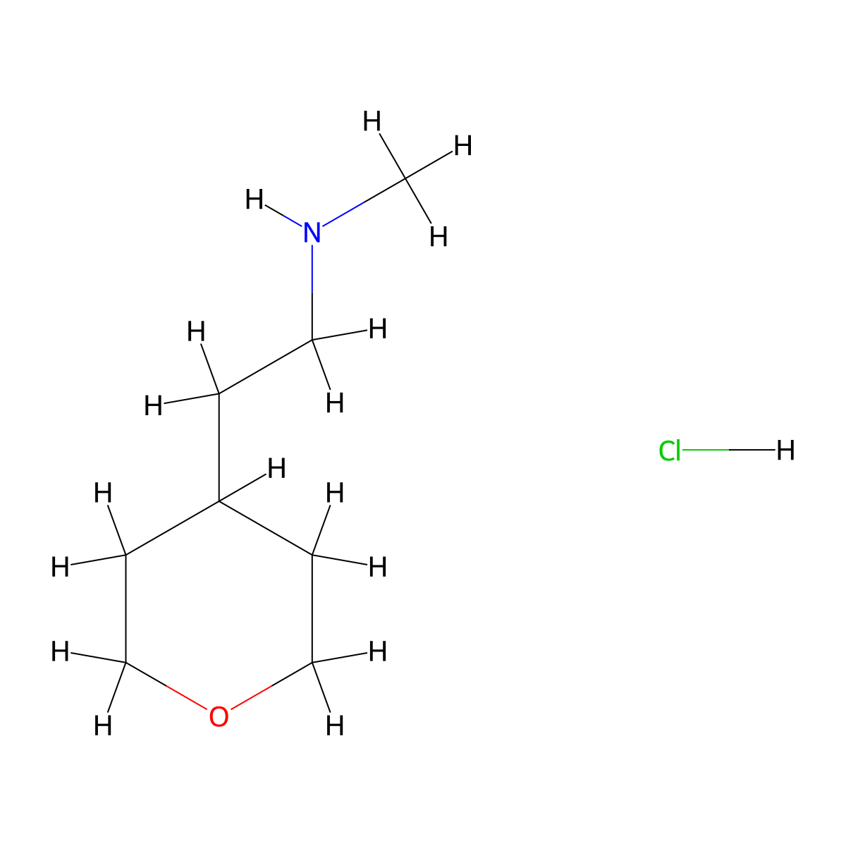 N-Methyl-2-(tetrahydro-2H-pyran-4-yl)ethanamine hydrochloride molecular structure, CAS 1087351-66-3