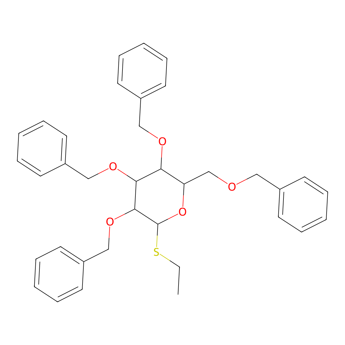 Ethyl 2,3,4,6-tetra-O-benzyl-1-thio-beta-D-glucopyranoside molecular structure, CAS 108739-67-9