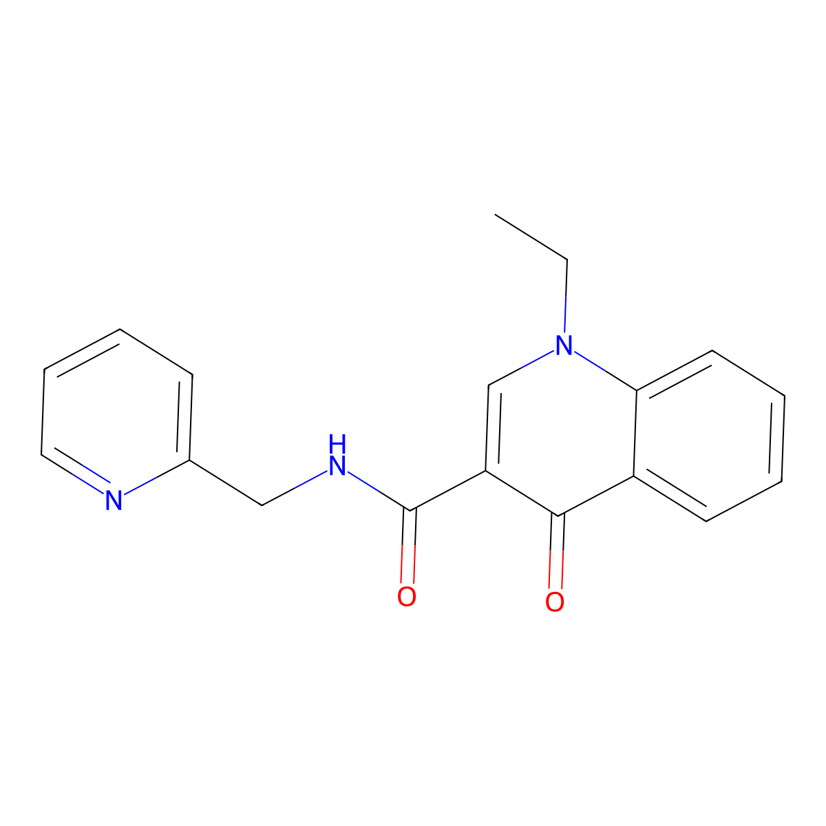 1-ethyl-4-oxo-N-(pyridin-2-ylmethyl)-1,4-dihydroquinoline-3-carboxamide molecular structure, CAS 1087423-72-0
