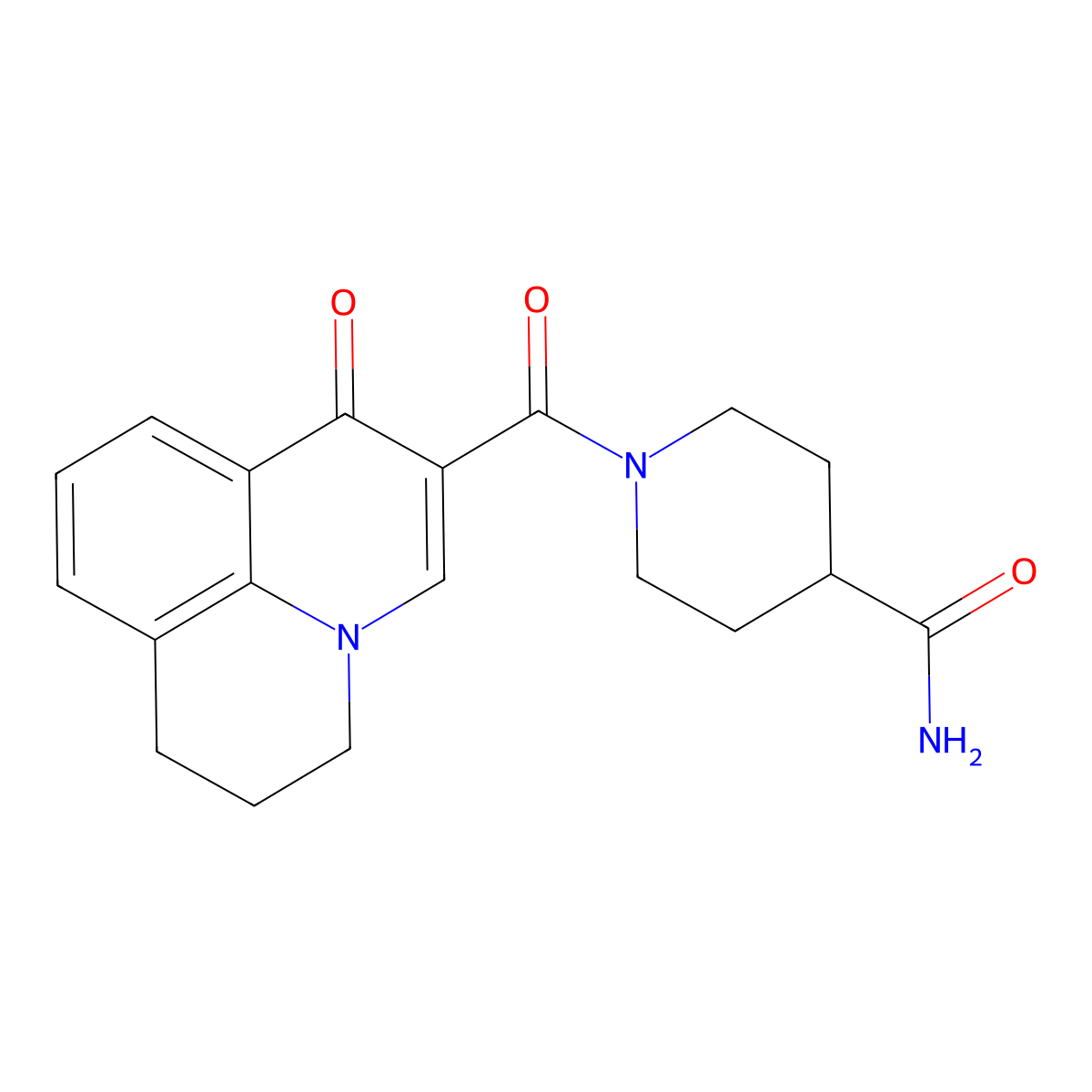 1-(1-Oxo-1,5,6,7-tetrahydropyrido[3,2,1-ij]quinoline-2-carbonyl)piperidine-4-carboxamide molecular structure, CAS 1087423-96-8