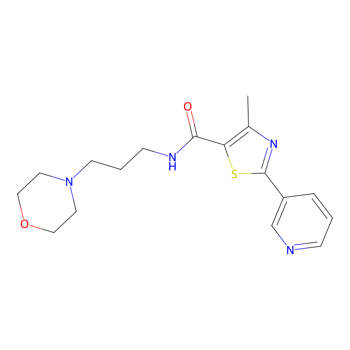 4-methyl-N-[3-(morpholin-4-yl)propyl]-2-(pyridin-3-yl)-1,3-thiazole-5-carboxamide molecular structure, CAS 1087448-60-9
