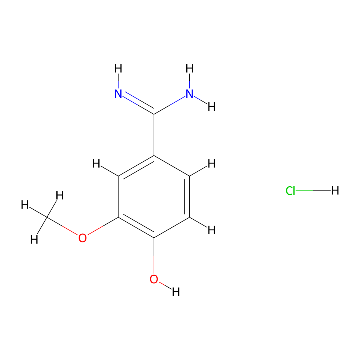 4-Hydroxy-3-methoxybenzenecarboximidamide hydrochloride molecular structure, CAS 108748-73-8