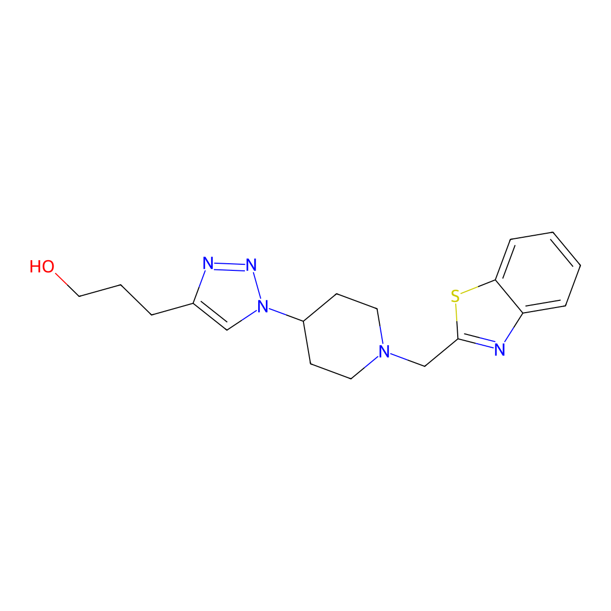 1H-1,2,3-Triazole-4-propanol, 1-[1-(2-benzothiazolylmethyl)-4-piperidinyl]- molecular structure, CAS 1087527-85-2