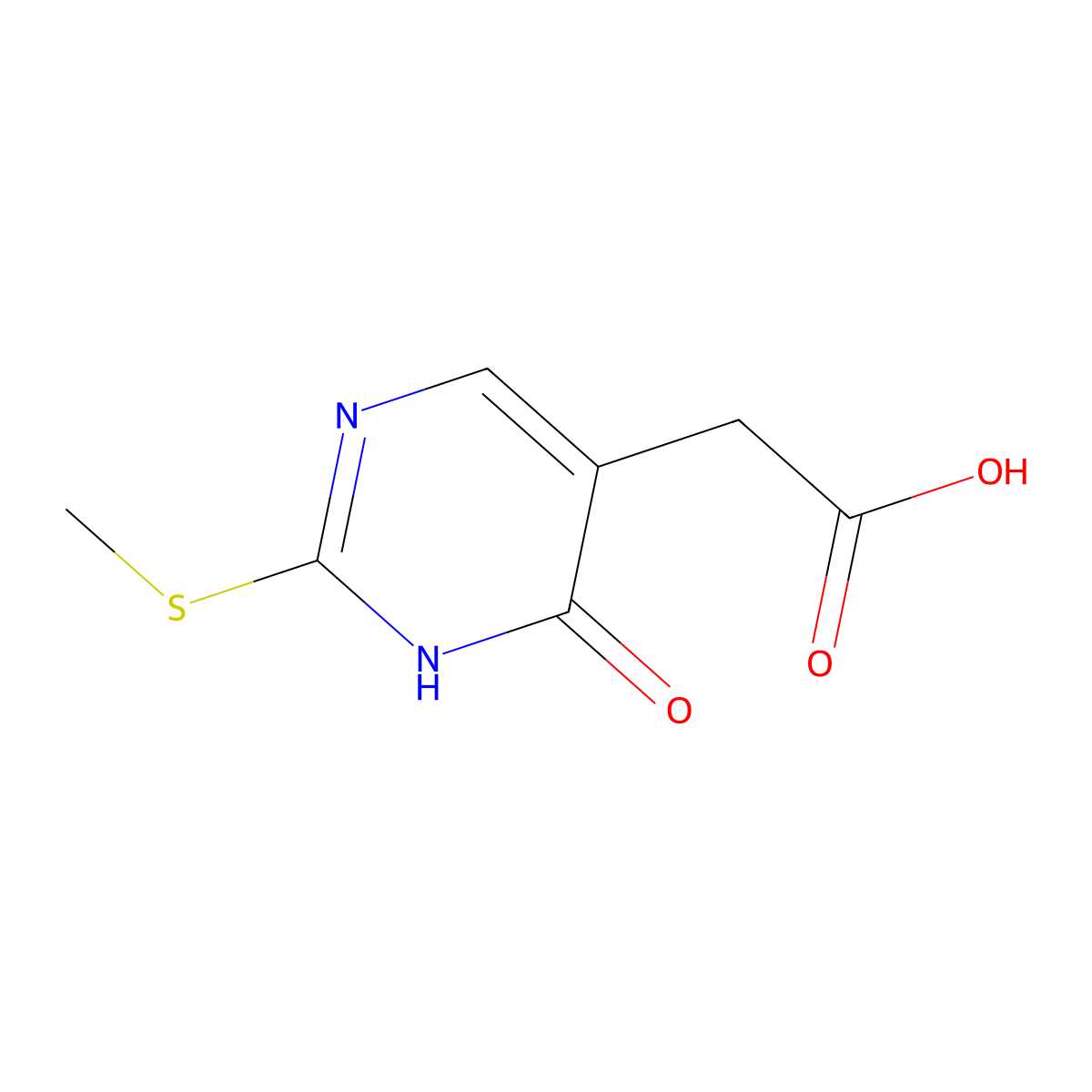 [4-Hydroxy-2-(methylthio)pyrimidin-5-yl]acetic acid molecular structure, CAS 1087605-38-6