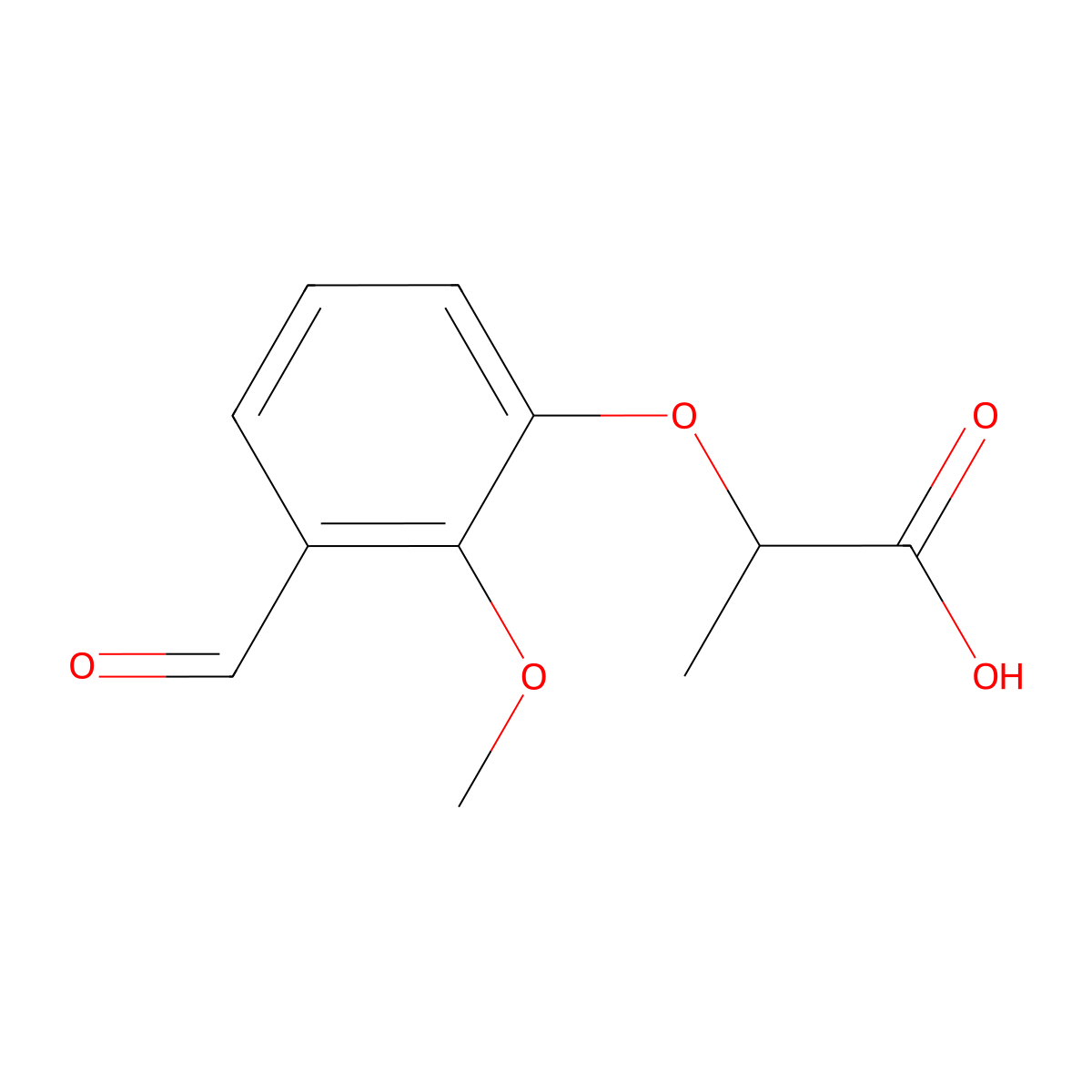 2-(3-Formyl-2-methoxyphenoxy)propanoic acid molecular structure, CAS 1087606-30-1