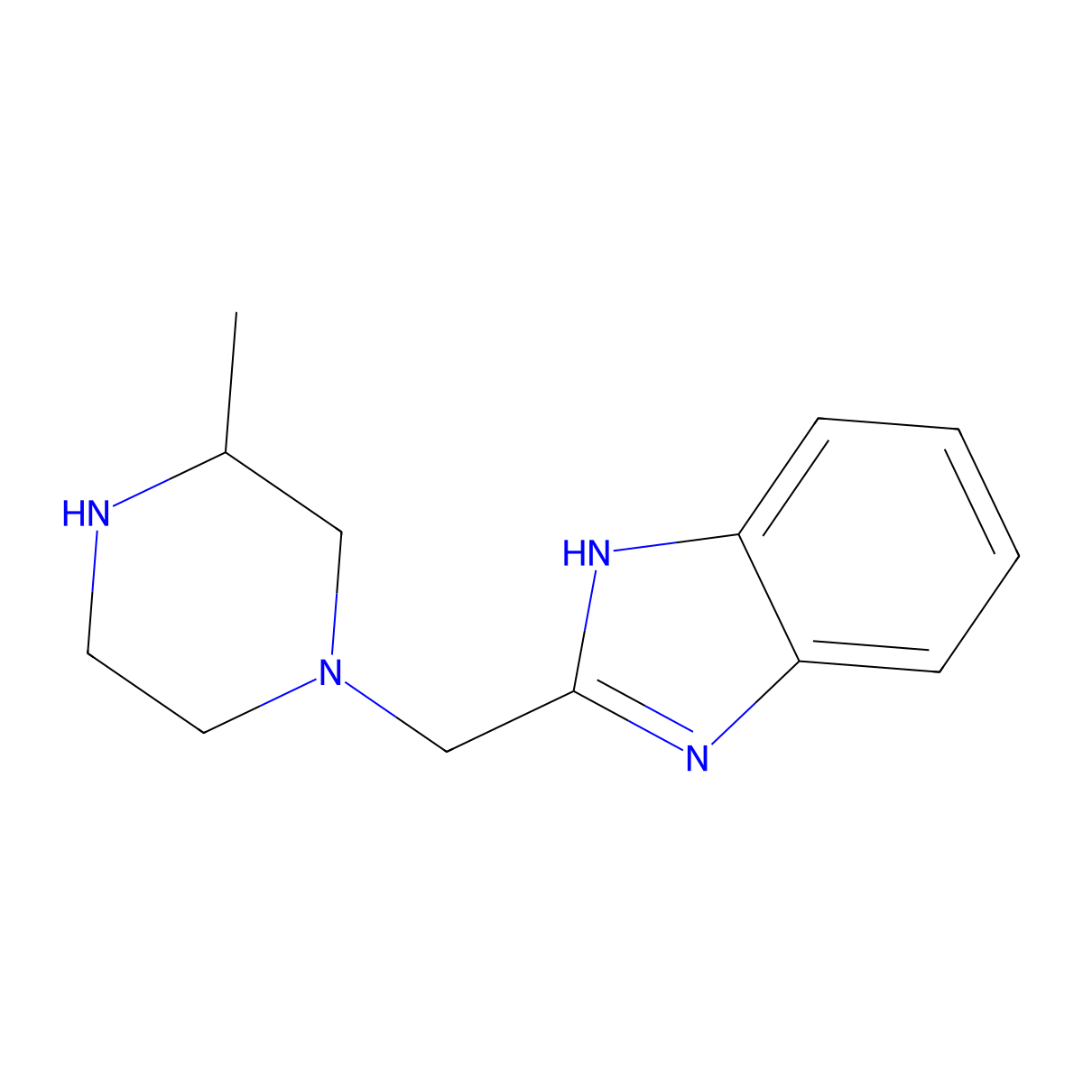 2-((3-methylpiperazin-1-yl)methyl)-1H-benzo[d]imidazole molecular structure, CAS 1087608-37-4