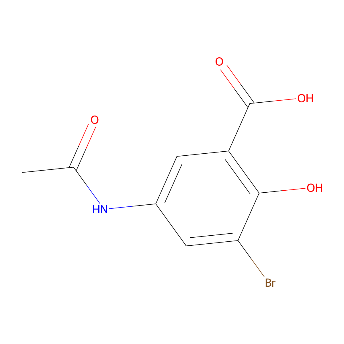3-Bromo-5-acetamido-2-hydroxybenzoic acid molecular structure, CAS 108761-83-7