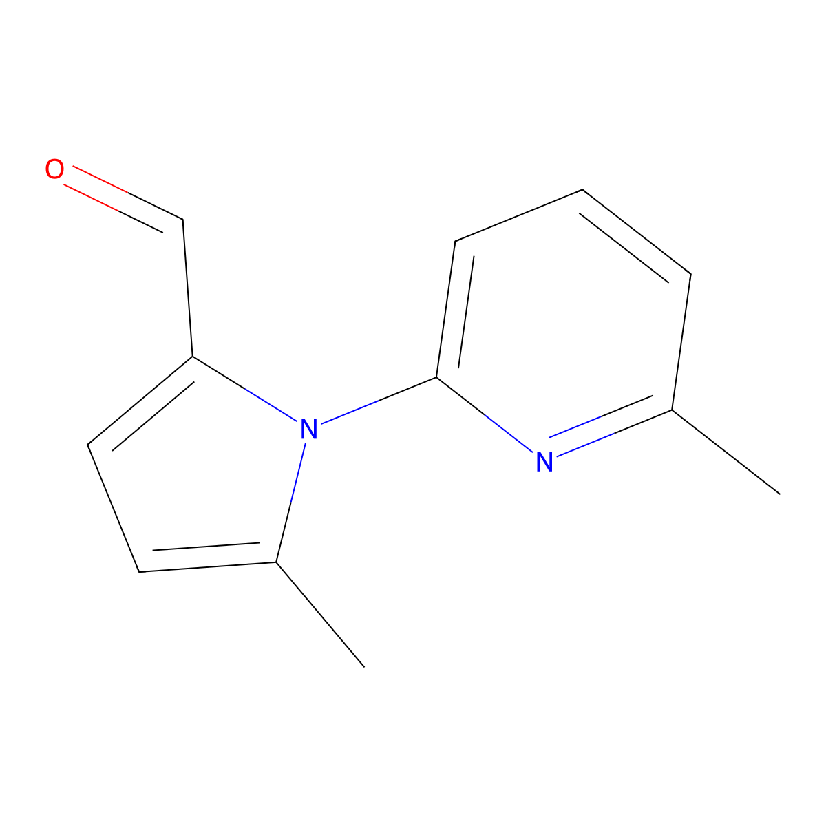 5-Methyl-1-(6-methylpyridin-2-yl)-1H-pyrrole-2-carbaldehyde molecular structure, CAS 1087610-69-2