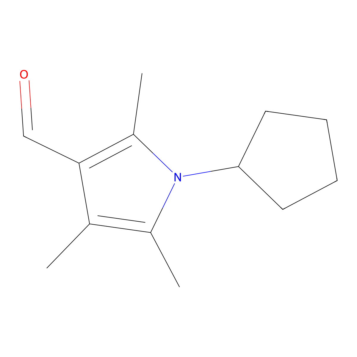 1-Cyclopentyl-2,4,5-trimethyl-1H-pyrrole-3-carbaldehyde molecular structure, CAS 1087610-81-8
