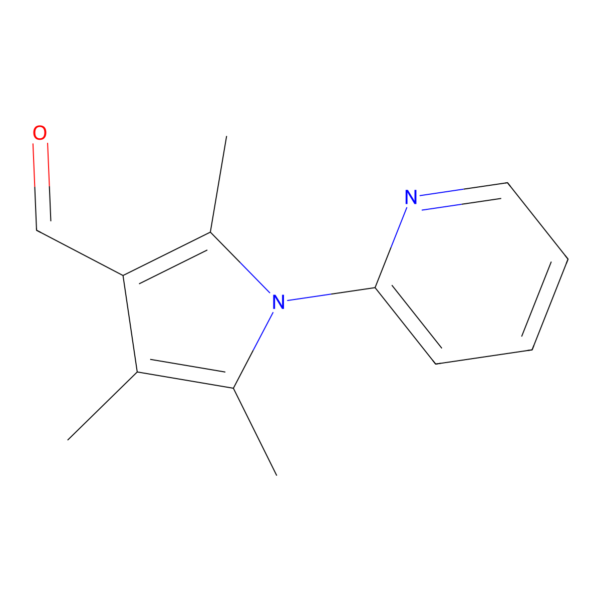 2,4,5-trimethyl-1-(pyridin-2-yl)-1H-pyrrole-3-carbaldehyde molecular structure, CAS 1087611-23-1