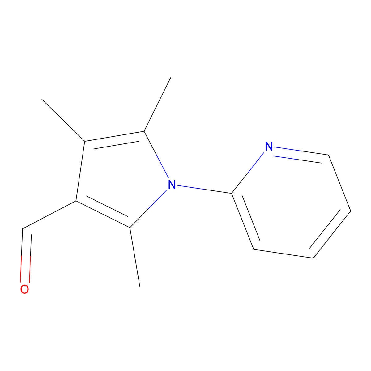 2,4,5-trimethyl-1-(pyridin-2-yl)-1H-pyrrole-3-carbaldehyde molecular structure, CAS 1087611-23-1
