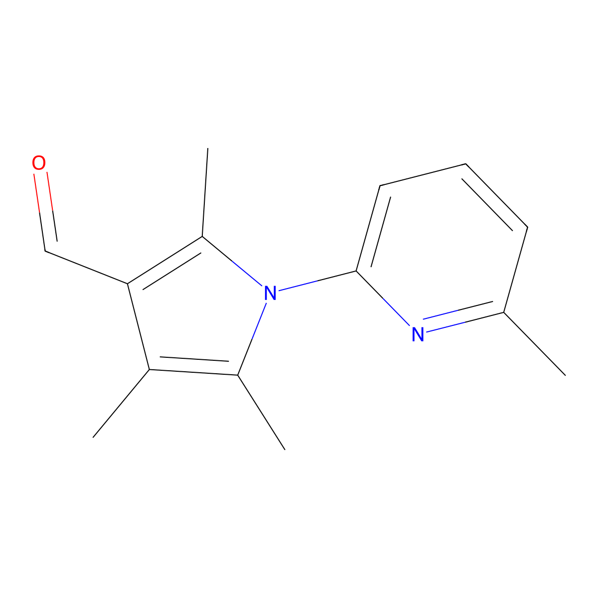 2,4,5-trimethyl-1-(6-methylpyridin-2-yl)-1H-pyrrole-3-carbaldehyde molecular structure, CAS 1087611-27-5