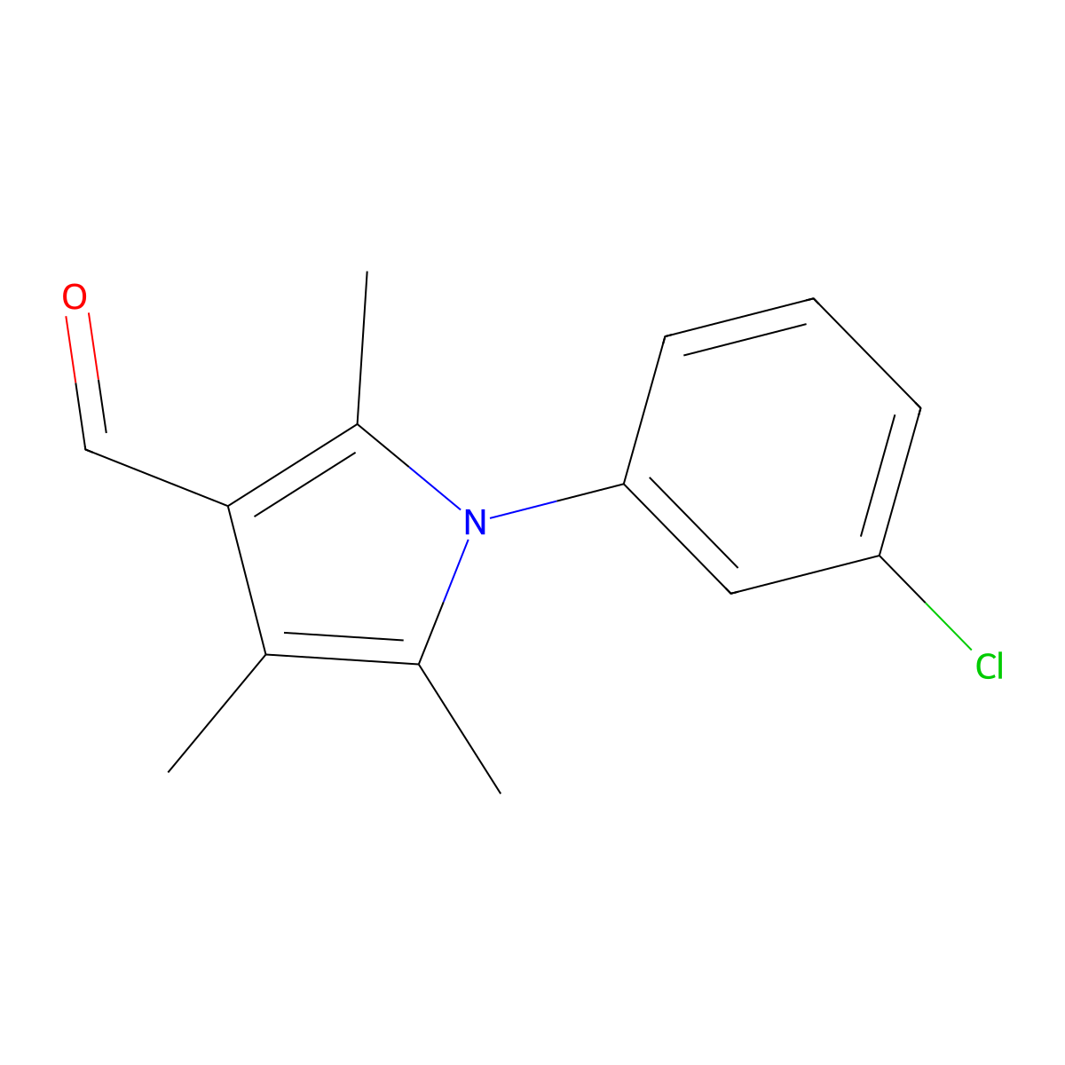 1-(3-chlorophenyl)-2,4,5-trimethyl-1H-pyrrole-3-carbaldehyde molecular structure, CAS 1087611-35-5