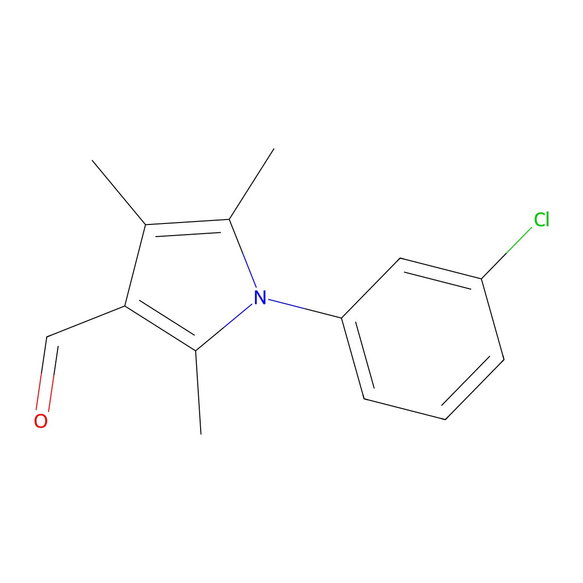 1-(3-chlorophenyl)-2,4,5-trimethyl-1H-pyrrole-3-carbaldehyde molecular structure, CAS 1087611-35-5