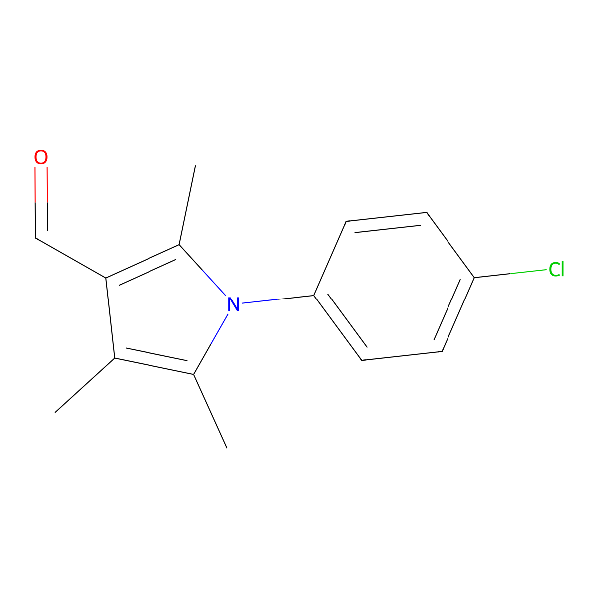 1-(4-chlorophenyl)-2,4,5-trimethyl-1H-pyrrole-3-carbaldehyde molecular structure, CAS 1087611-37-7