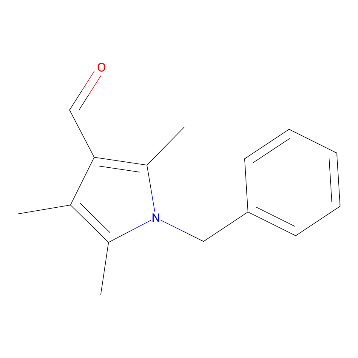 1-benzyl-2,4,5-trimethyl-1H-pyrrole-3-carbaldehyde molecular structure, CAS 1087611-39-9