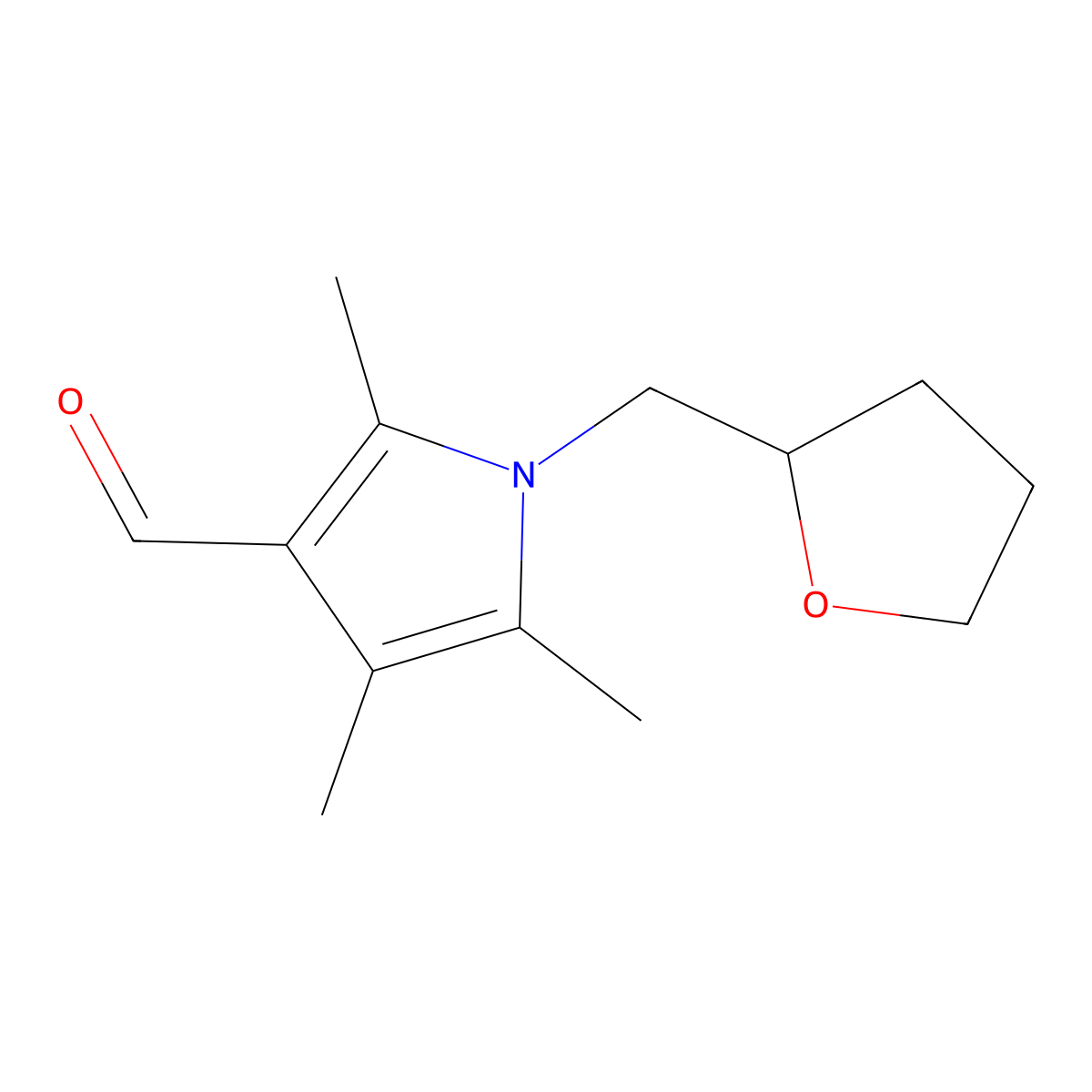 2,4,5-trimethyl-1-((tetrahydrofuran-2-yl)methyl)-1H-pyrrole-3-carbaldehyde molecular structure, CAS 1087611-45-7