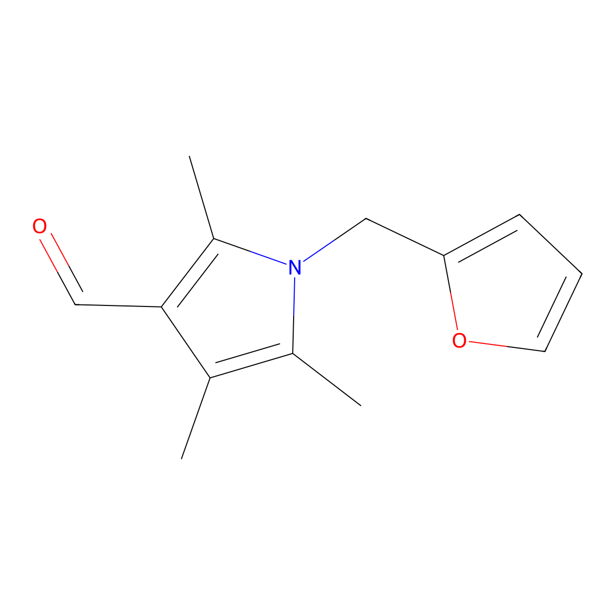 1-(furan-2-ylmethyl)-2,4,5-trimethyl-1H-pyrrole-3-carbaldehyde molecular structure, CAS 1087611-47-9