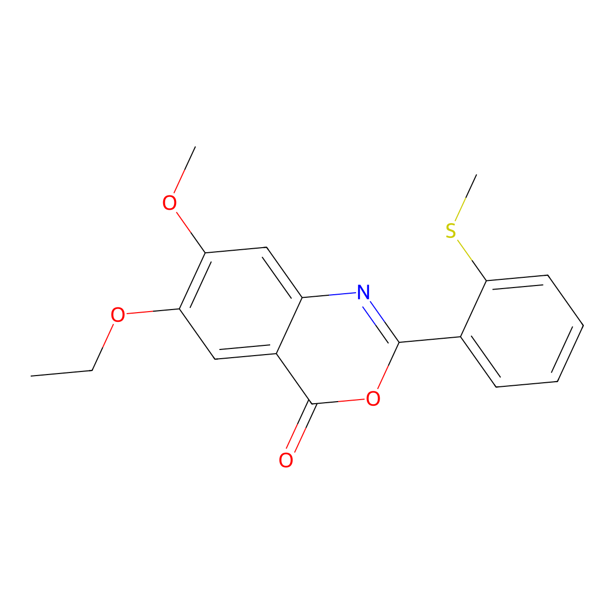 6-ethoxy-7-methoxy-2-[2-(methylsulfanyl)phenyl]-4H-3,1-benzoxazin-4-one molecular structure, CAS 1087624-28-9