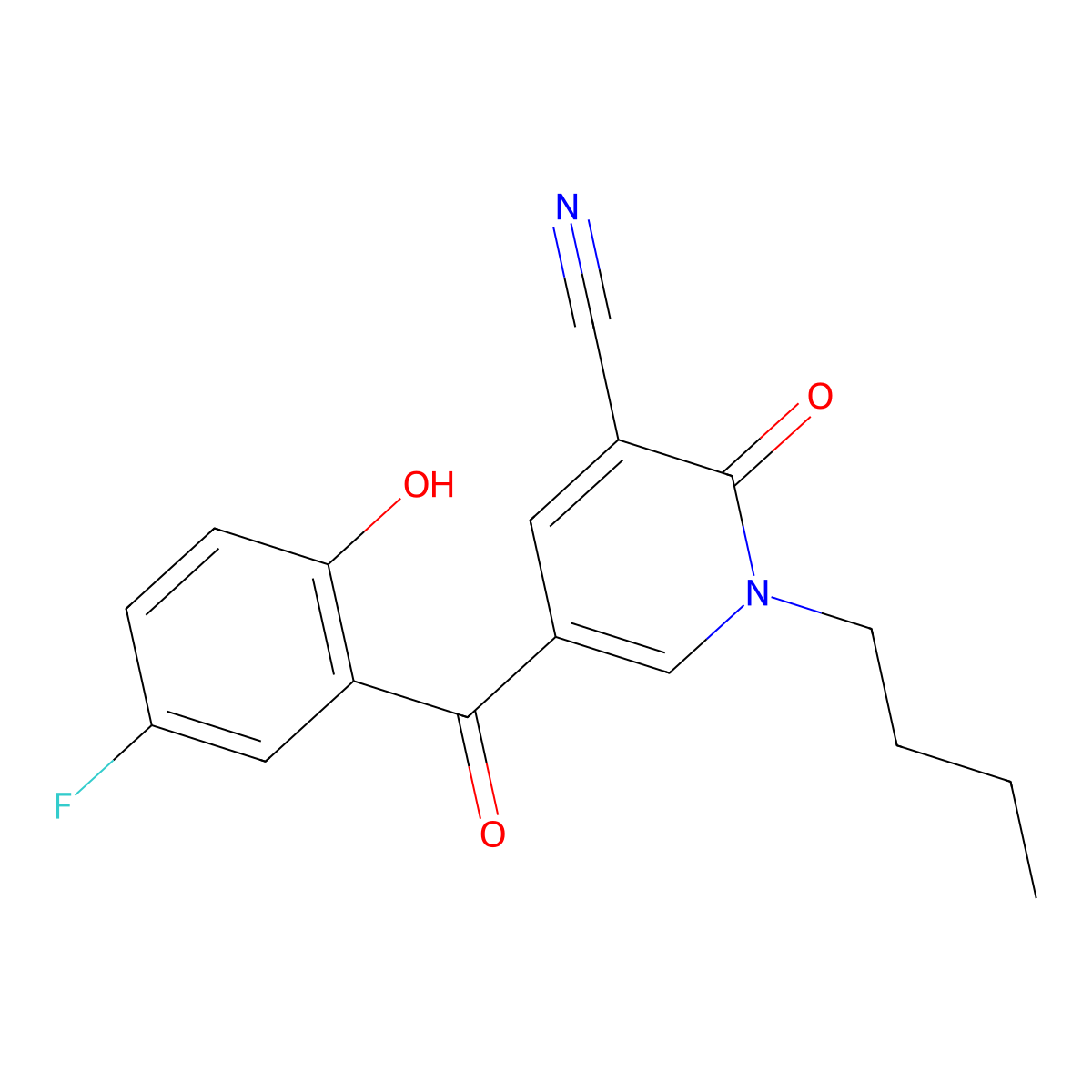 1-Butyl-5-(5-fluoro-2-hydroxybenzoyl)-2-oxo-1,2-dihydropyridine-3-carbonitrile molecular structure, CAS 1087634-93-2