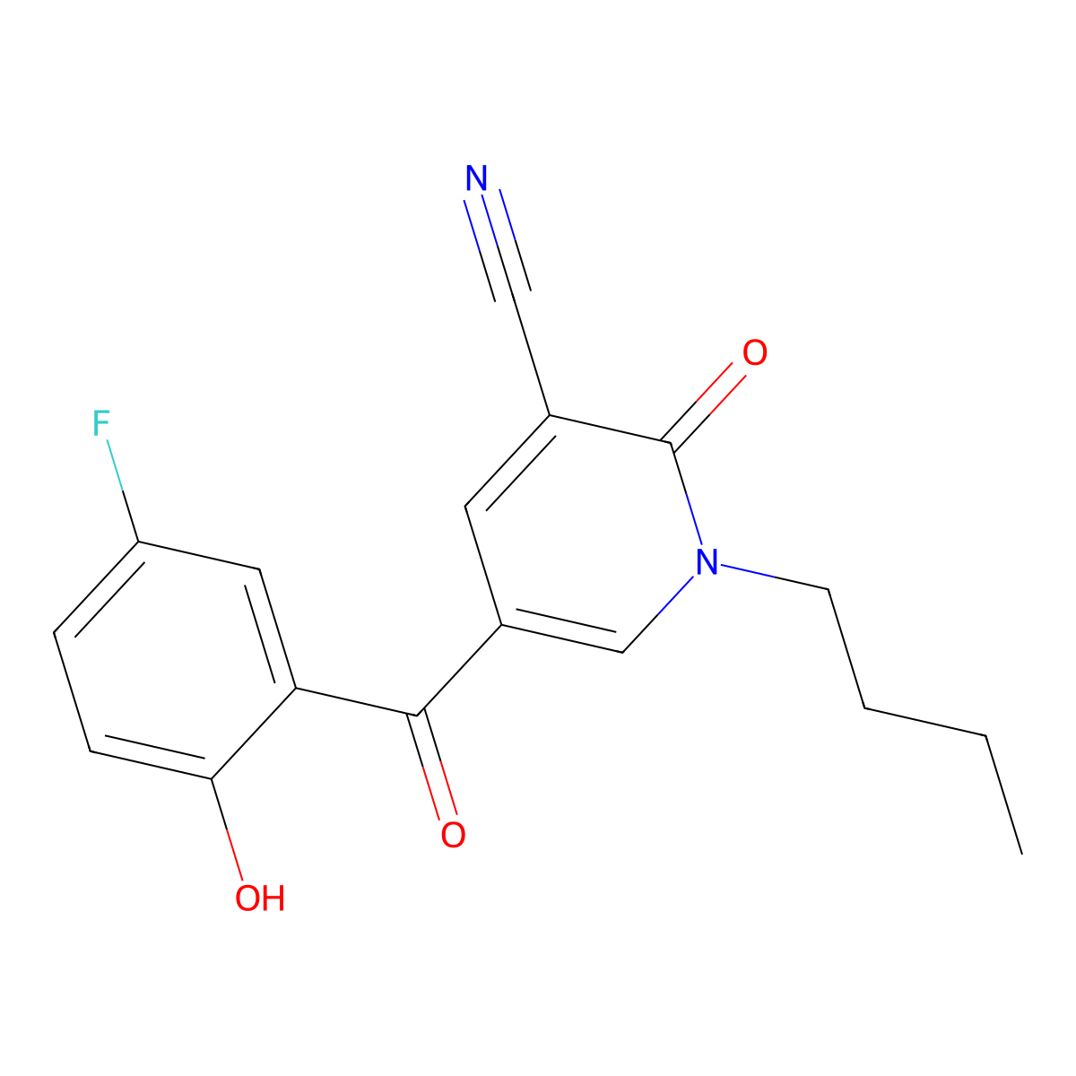 1-Butyl-5-(5-fluoro-2-hydroxybenzoyl)-2-oxo-1,2-dihydropyridine-3-carbonitrile molecular structure, CAS 1087634-93-2