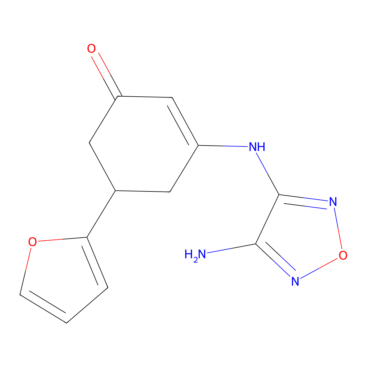 3-[(4-Amino-1,2,5-oxadiazol-3-yl)amino]-5-(furan-2-yl)cyclohex-2-en-1-one molecular structure, CAS 1087637-11-3