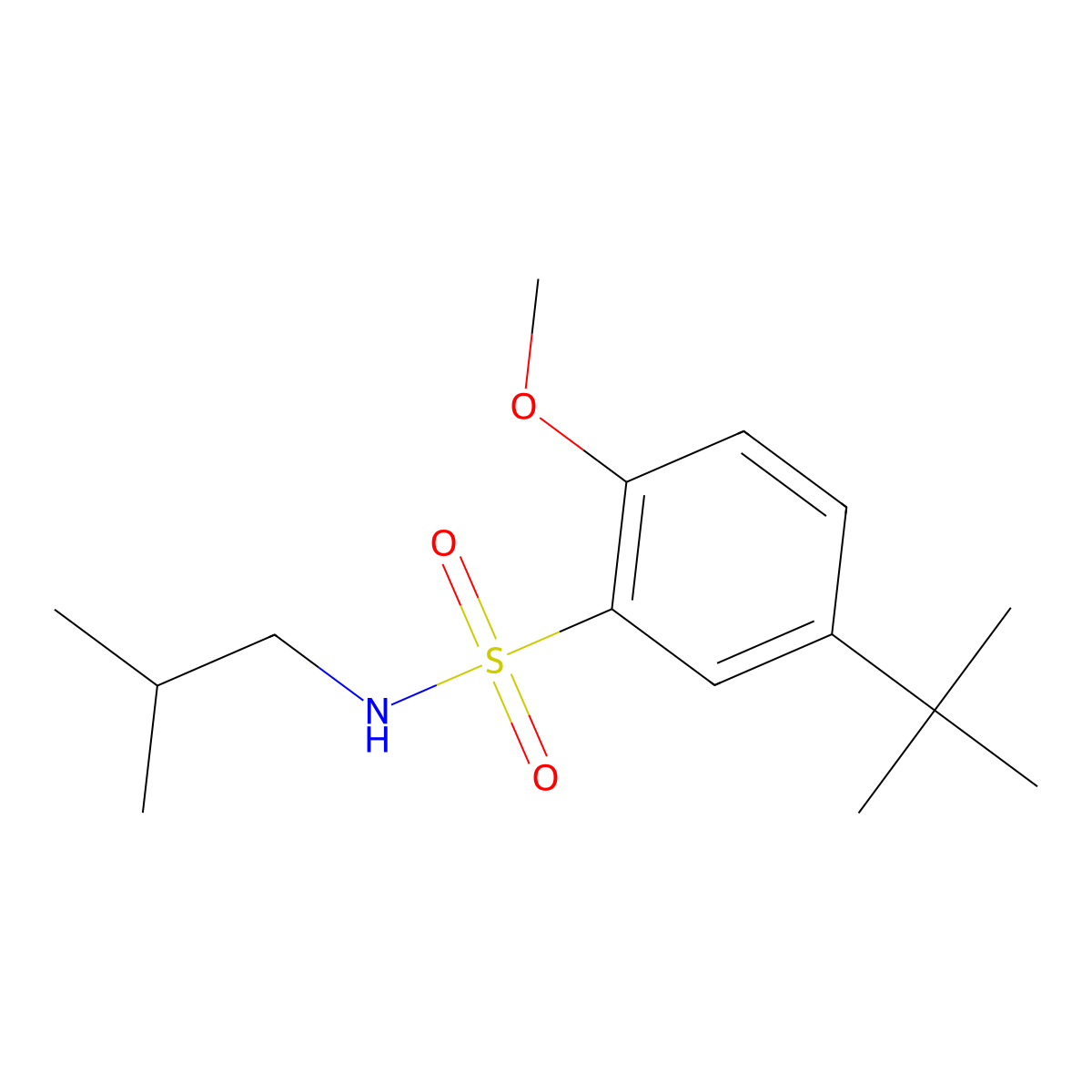 5-tert-butyl-N-isobutyl-2-methoxybenzenesulfonamide molecular structure, CAS 1087639-11-9