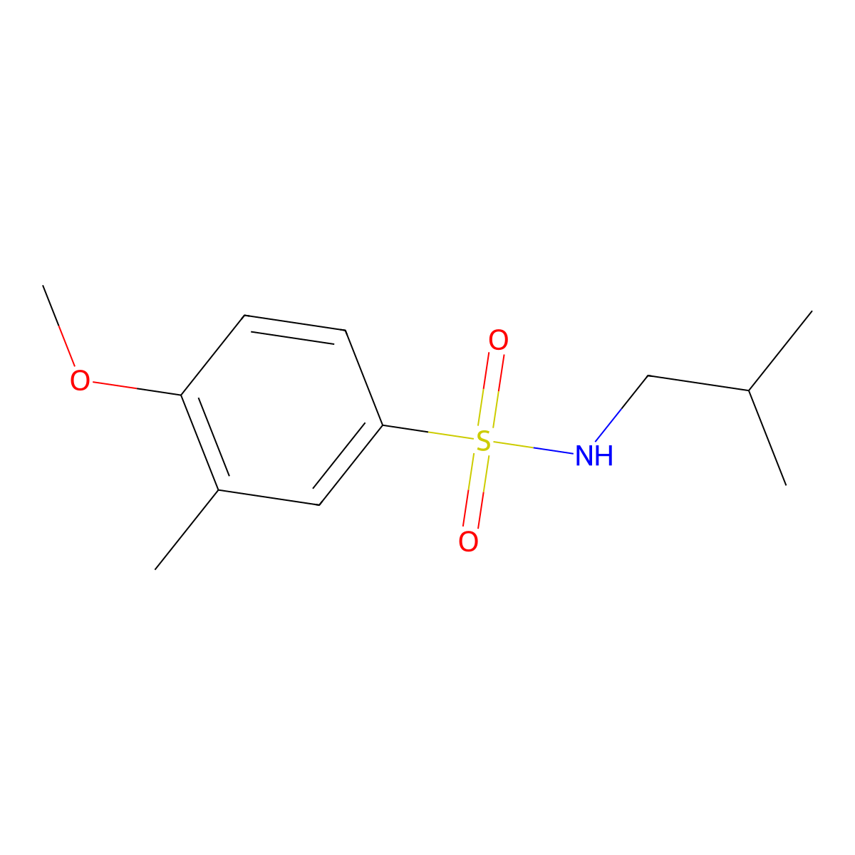 N-isobutyl-4-methoxy-3-methylbenzenesulfonamide molecular structure, CAS 1087639-15-3