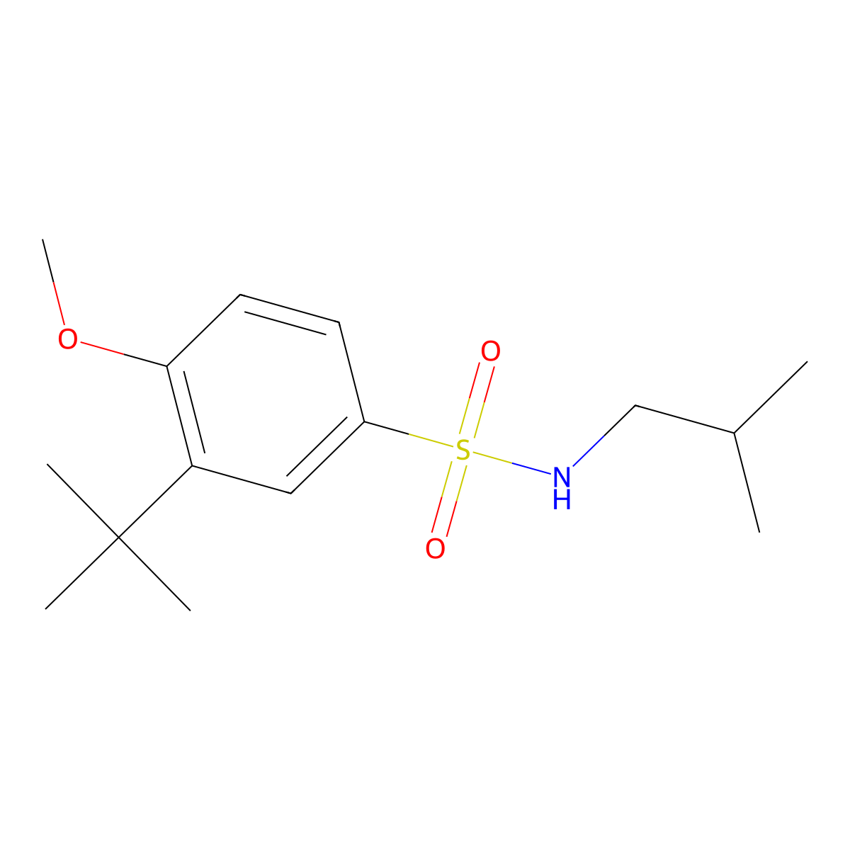3-tert-butyl-N-isobutyl-4-methoxybenzenesulfonamide molecular structure, CAS 1087639-16-4