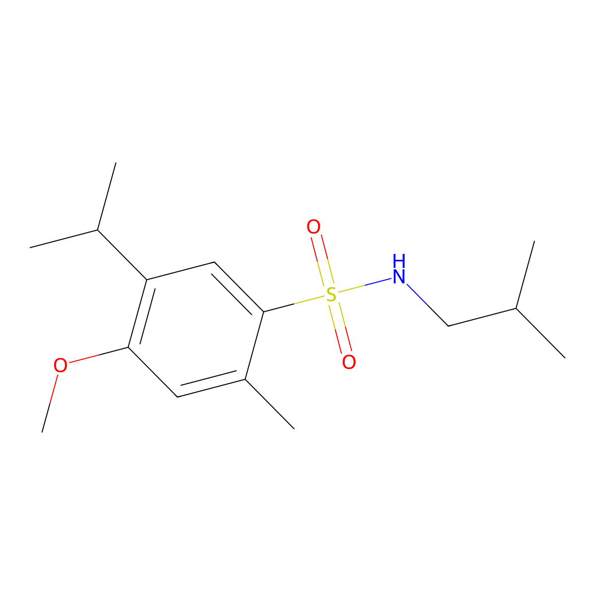 N-isobutyl-5-isopropyl-4-methoxy-2-methylbenzenesulfonamide molecular structure, CAS 1087639-18-6