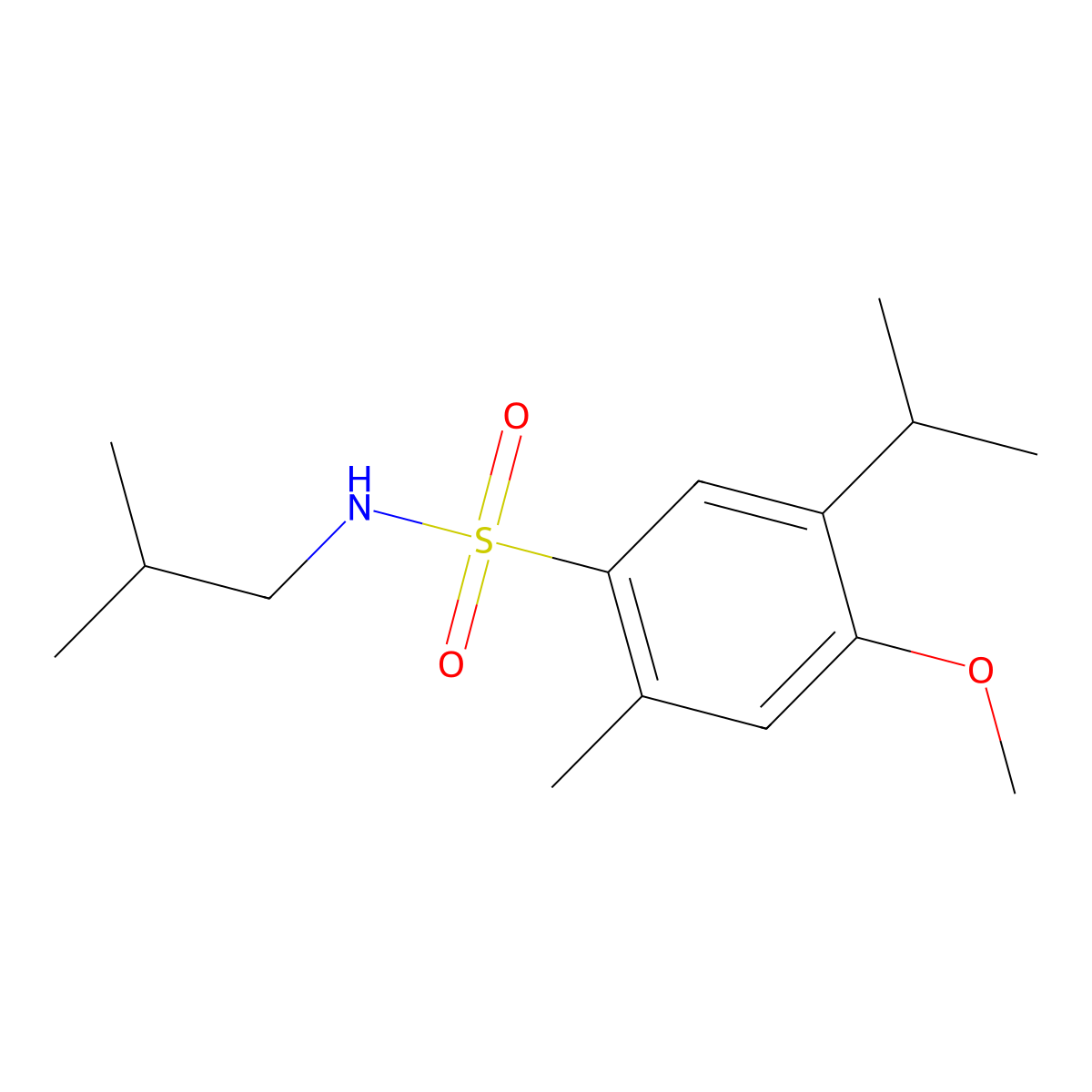 N-isobutyl-5-isopropyl-4-methoxy-2-methylbenzenesulfonamide molecular structure, CAS 1087639-18-6