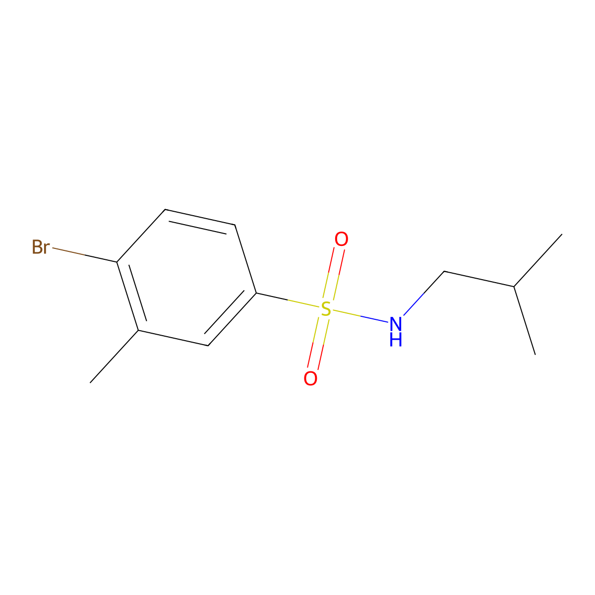 4-bromo-N-isobutyl-3-methylbenzenesulfonamide molecular structure, CAS 1087639-21-1