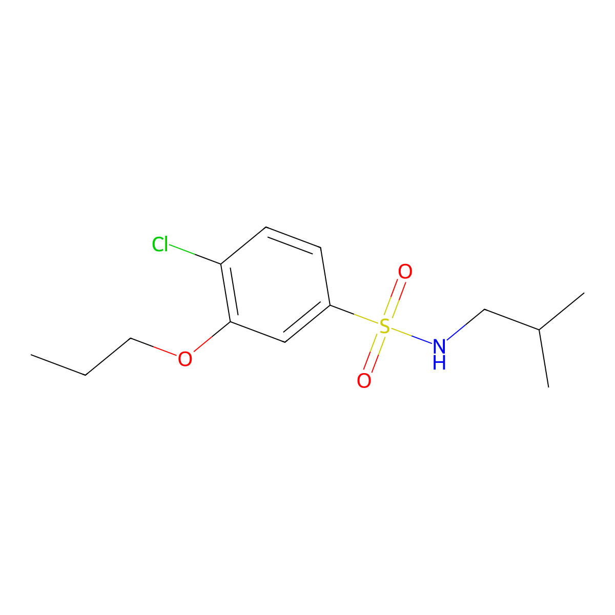 4-chloro-N-isobutyl-3-propoxybenzenesulfonamide molecular structure, CAS 1087639-40-4