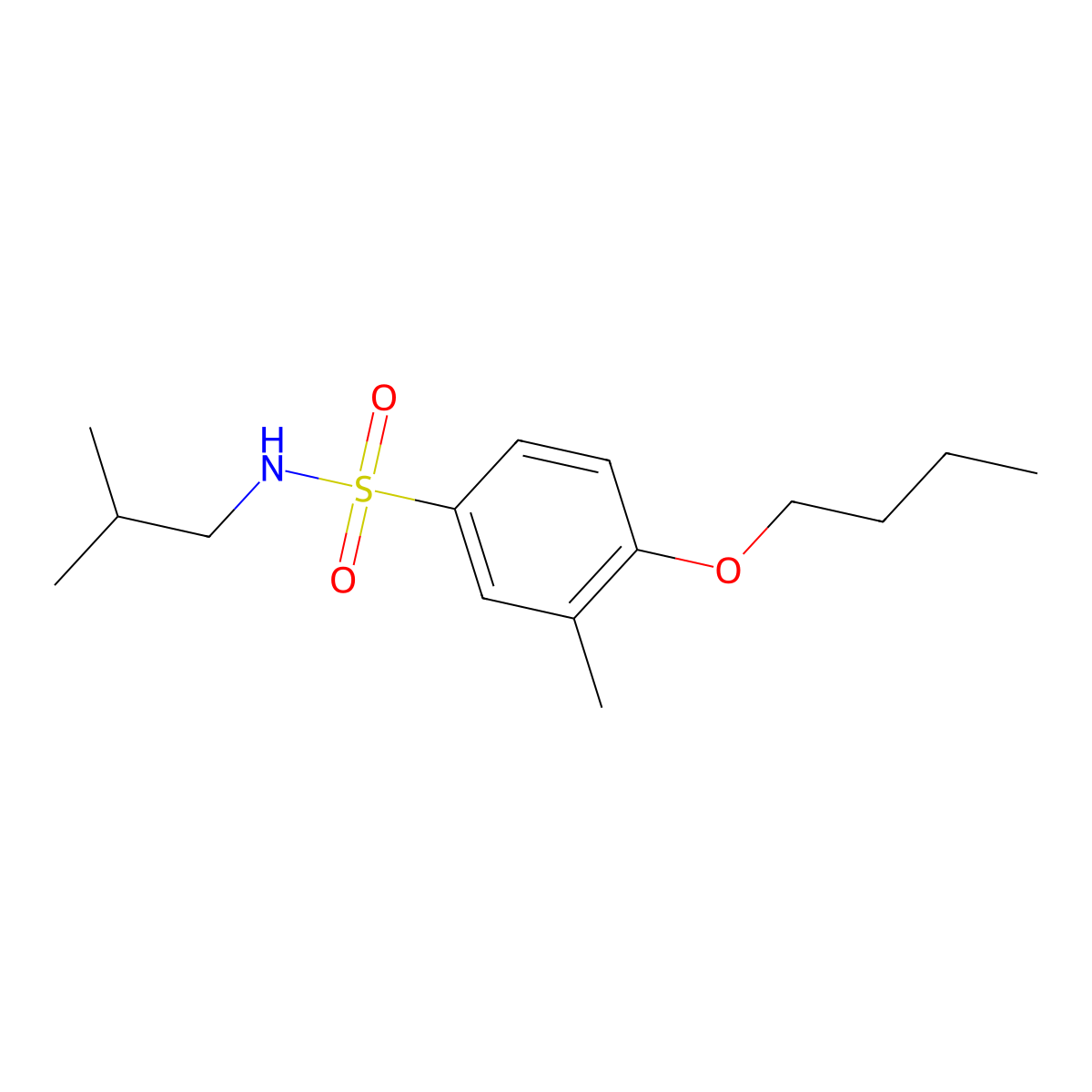 4-butoxy-N-isobutyl-3-methylbenzenesulfonamide molecular structure, CAS 1087639-42-6