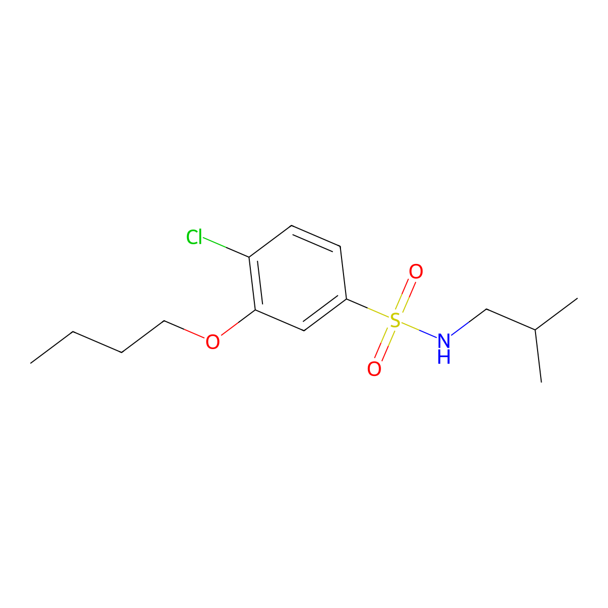 3-butoxy-4-chloro-N-isobutylbenzenesulfonamide molecular structure, CAS 1087639-43-7