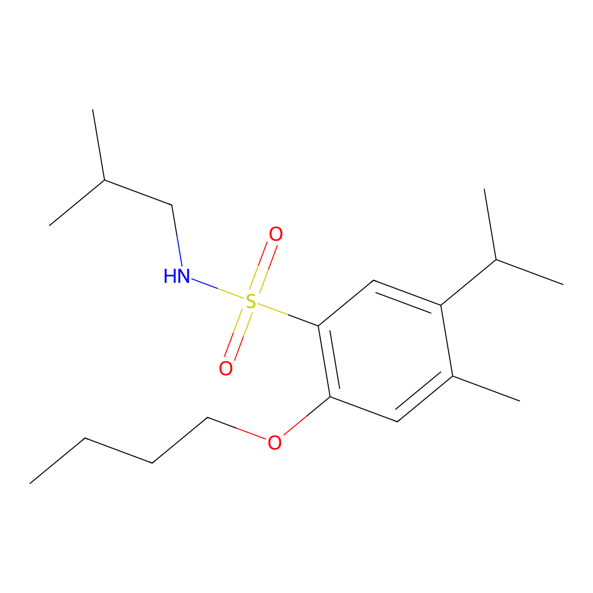 {[2-Butoxy-4-methyl-5-(methylethyl)phenyl]sulfonyl}(2-methylpropyl)amine molecular structure, CAS 1087639-44-8