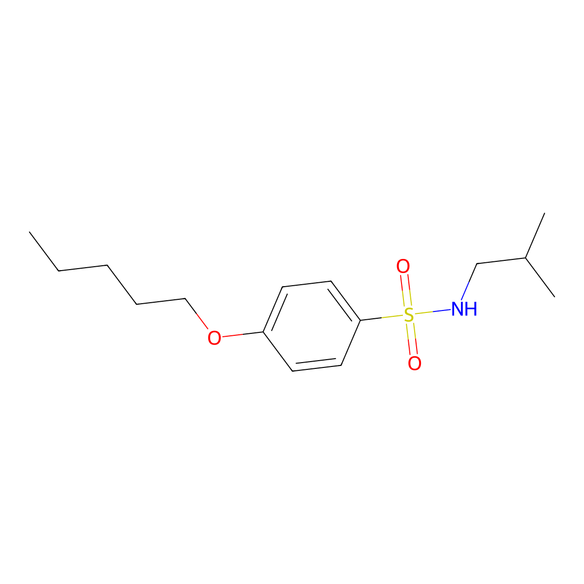 N-isobutyl-4-(pentyloxy)benzenesulfonamide molecular structure, CAS 1087639-45-9