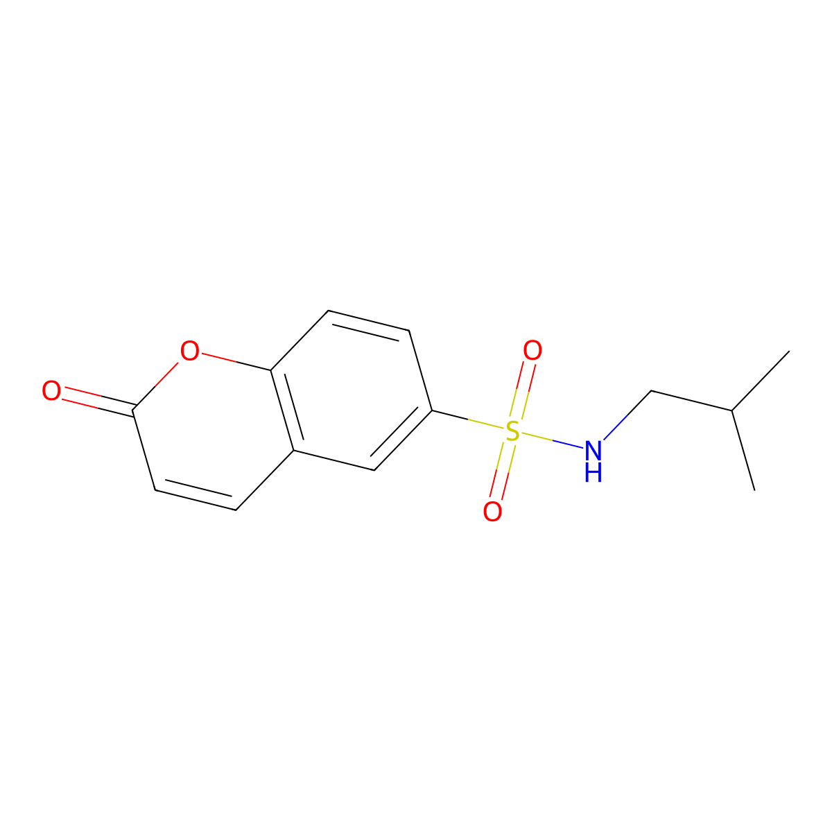 N-(2-methylpropyl)-2-oxo-2H-chromene-6-sulfonamide molecular structure, CAS 1087639-46-0