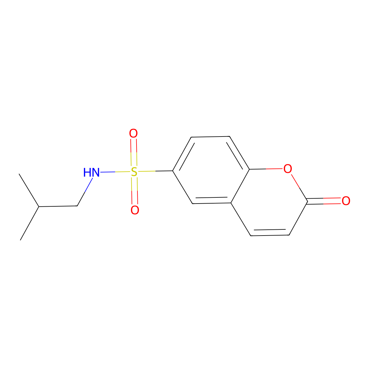 N-(2-methylpropyl)-2-oxo-2H-chromene-6-sulfonamide molecular structure, CAS 1087639-46-0