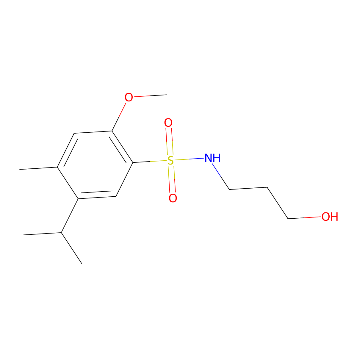 N-(3-hydroxypropyl)-5-isopropyl-2-methoxy-4-methylbenzenesulfonamide molecular structure, CAS 1087639-50-6