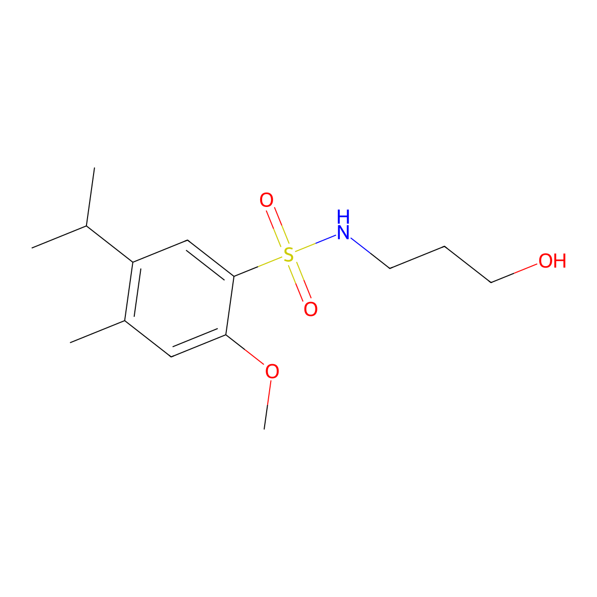 N-(3-hydroxypropyl)-5-isopropyl-2-methoxy-4-methylbenzenesulfonamide molecular structure, CAS 1087639-50-6