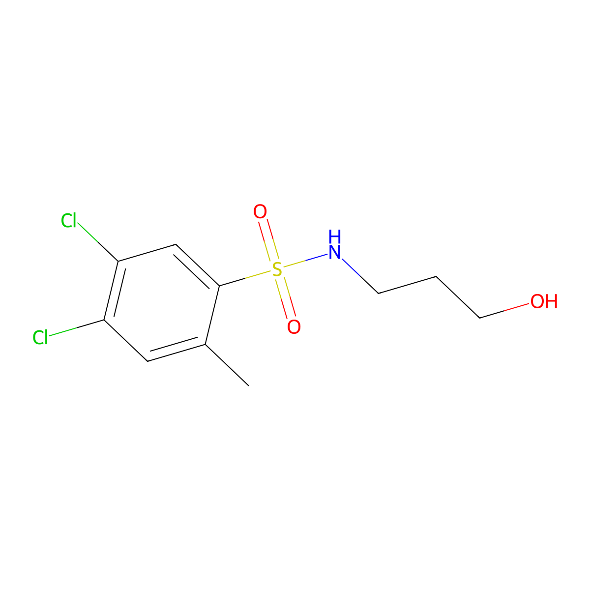 4,5-dichloro-N-(3-hydroxypropyl)-2-methylbenzenesulfonamide molecular structure, CAS 1087639-52-8