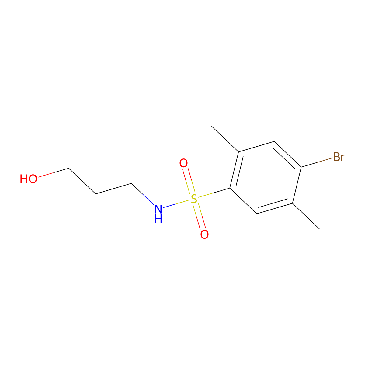 4-bromo-N-(3-hydroxypropyl)-2,5-dimethylbenzenesulfonamide molecular structure, CAS 1087639-54-0