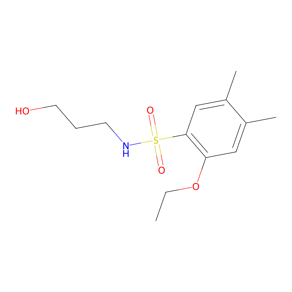 2-ethoxy-N-(3-hydroxypropyl)-4,5-dimethylbenzenesulfonamide molecular structure, CAS 1087639-60-8