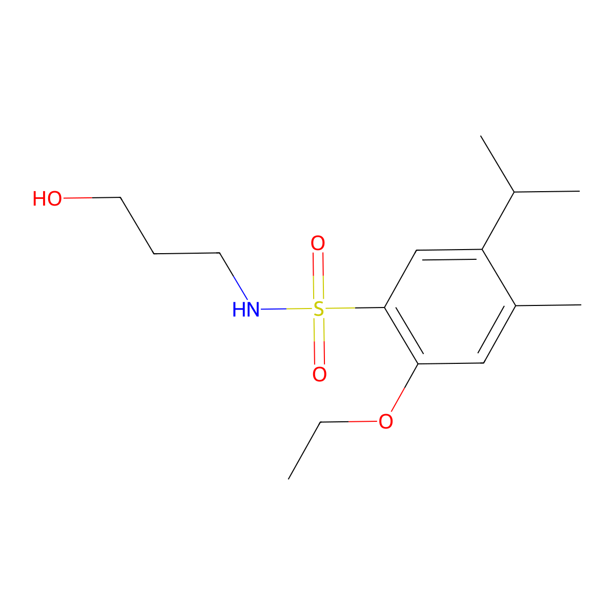 2-ethoxy-N-(3-hydroxypropyl)-5-isopropyl-4-methylbenzenesulfonamide molecular structure, CAS 1087639-61-9