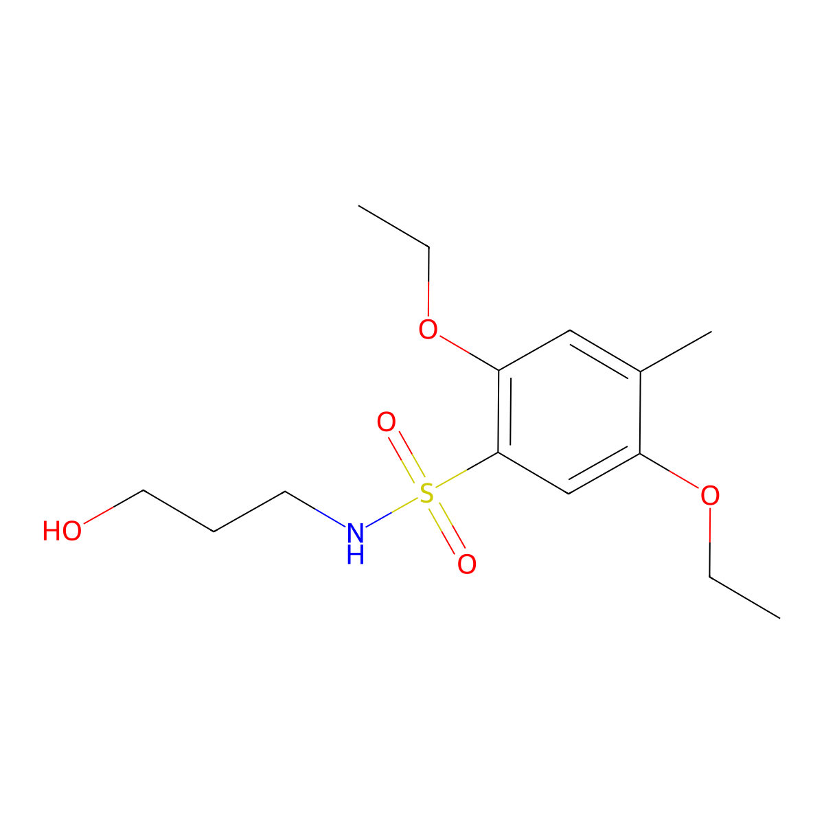 2,5-diethoxy-N-(3-hydroxypropyl)-4-methylbenzenesulfonamide molecular structure, CAS 1087639-62-0