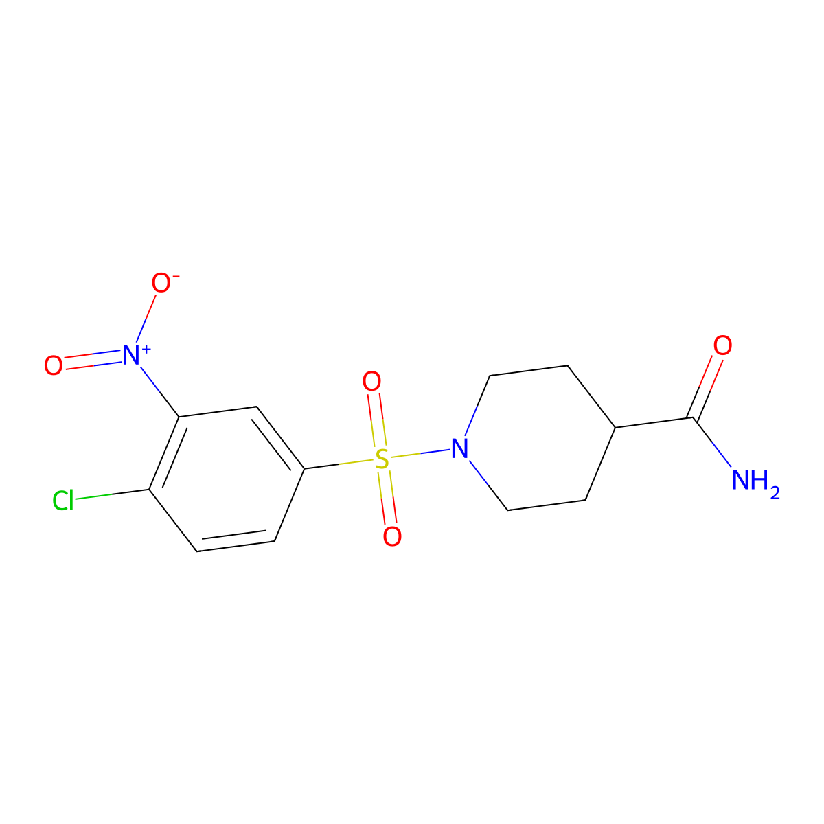 1-[(4-Chloro-3-nitrophenyl)sulfonyl]piperidine-4-carboxamide molecular structure, CAS 1087639-69-7