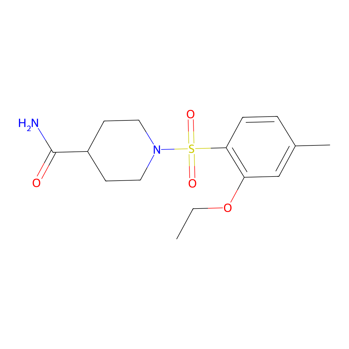 1-(2-Ethoxy-4-methylbenzenesulfonyl)piperidine-4-carboxamide molecular structure, CAS 1087639-72-2